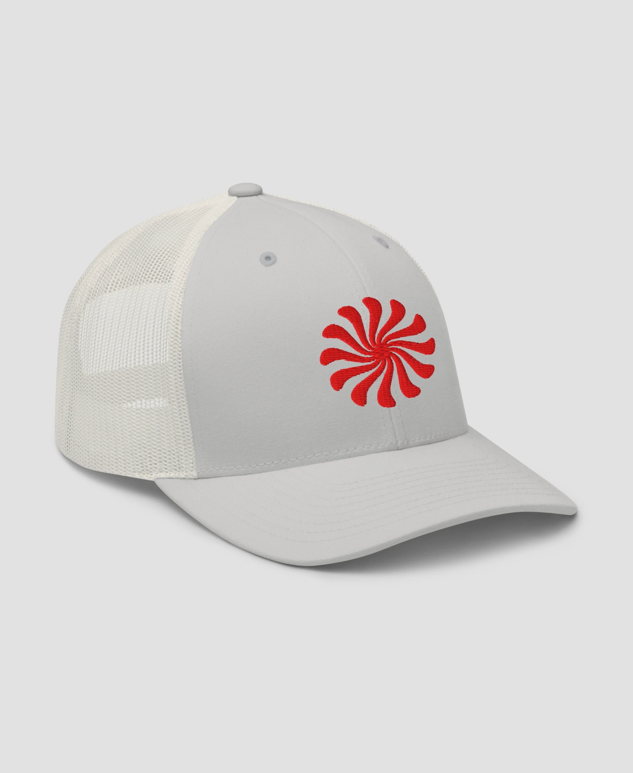 Groovy Psychedelic Orange Swirl Embroidered Retro Trucker Hat