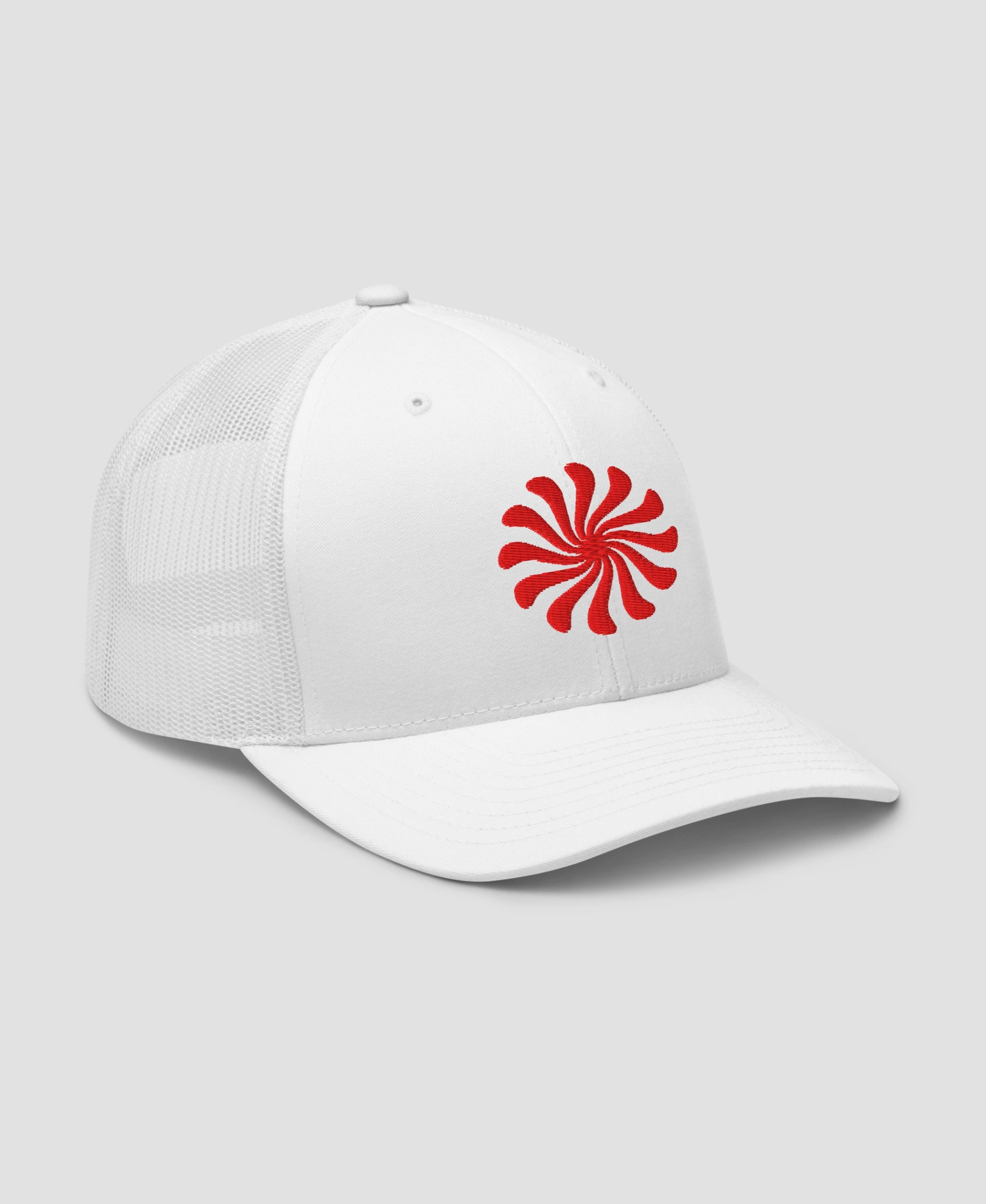 Groovy Psychedelic Orange Swirl Embroidered Retro Trucker Hat