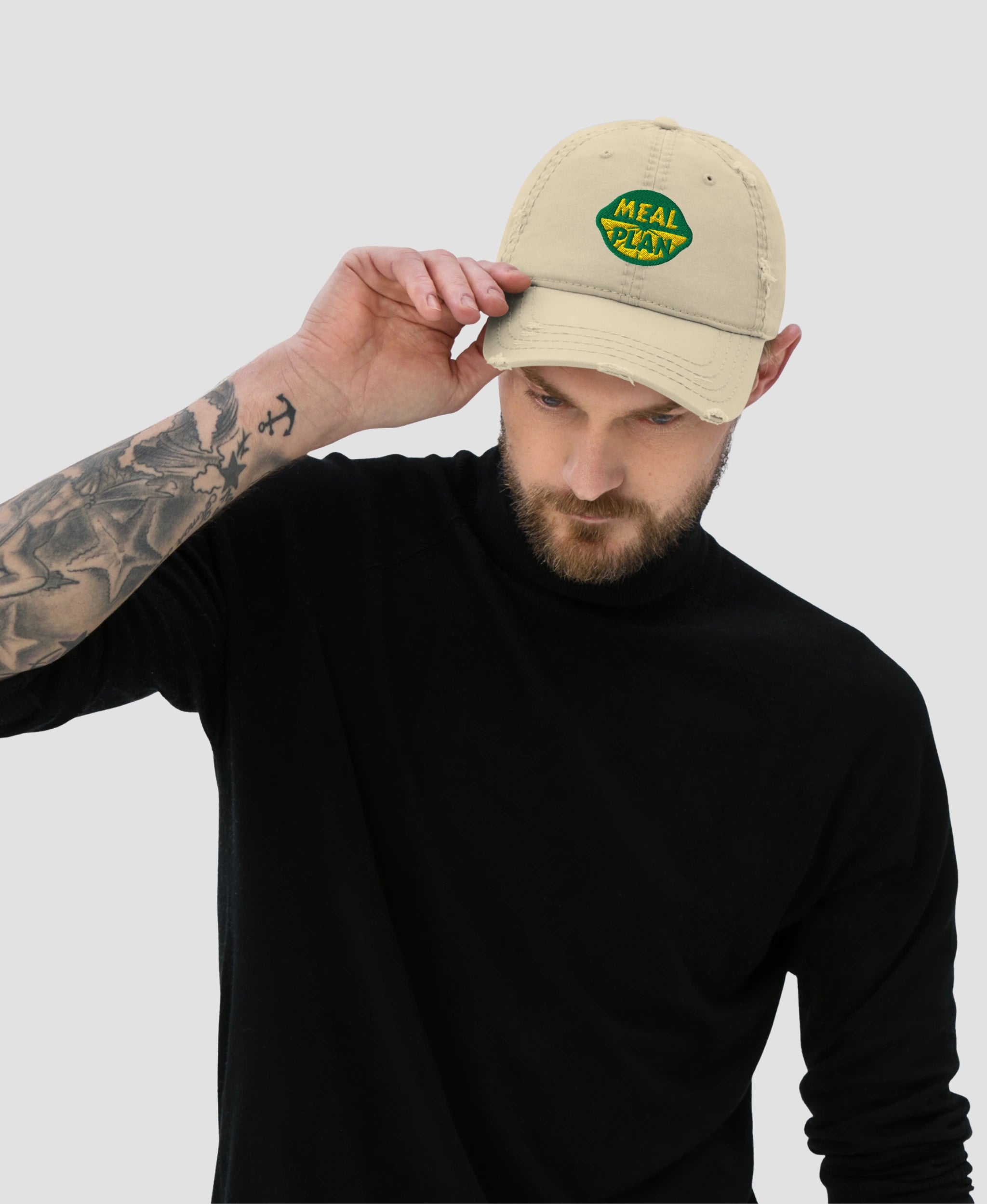 Vintage Lemon Meal Plan Typography Embroidered Distressed Dad Hat