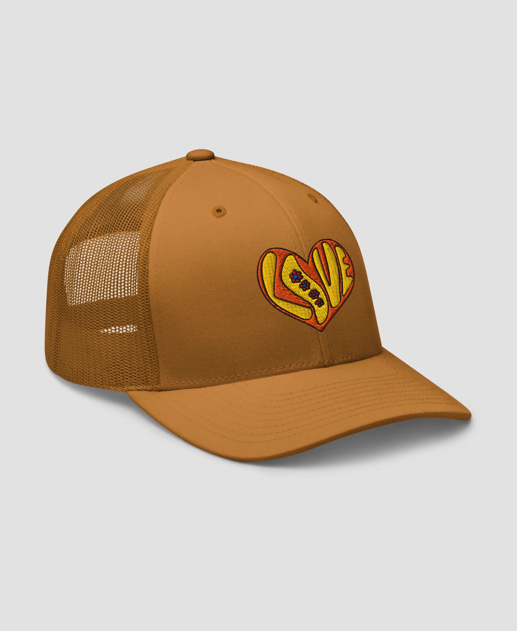Retro 70s Groovy Flower Power Love Heart Retro Trucker Hat