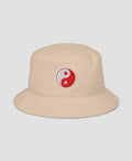 Pink Pastel Yin Yang Hearts Embroidered Organic Bucket Hat  | Retro Brim