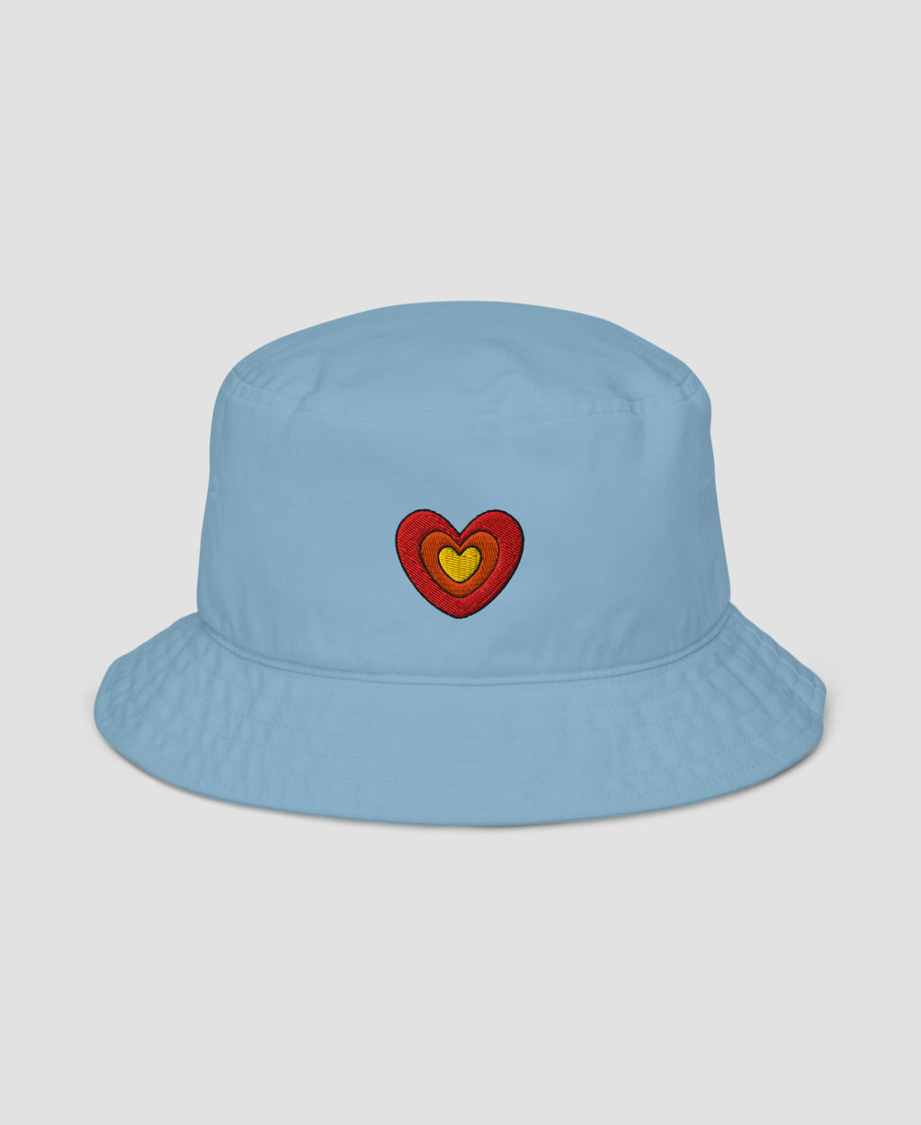 Groovy Retro Love Heart Embroidered Organic Cotton Bucket Hat | Retro Brim
