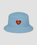 Retro Trippy Layered Heart Embroidered Organic Bucket Hat  | Retro Brim