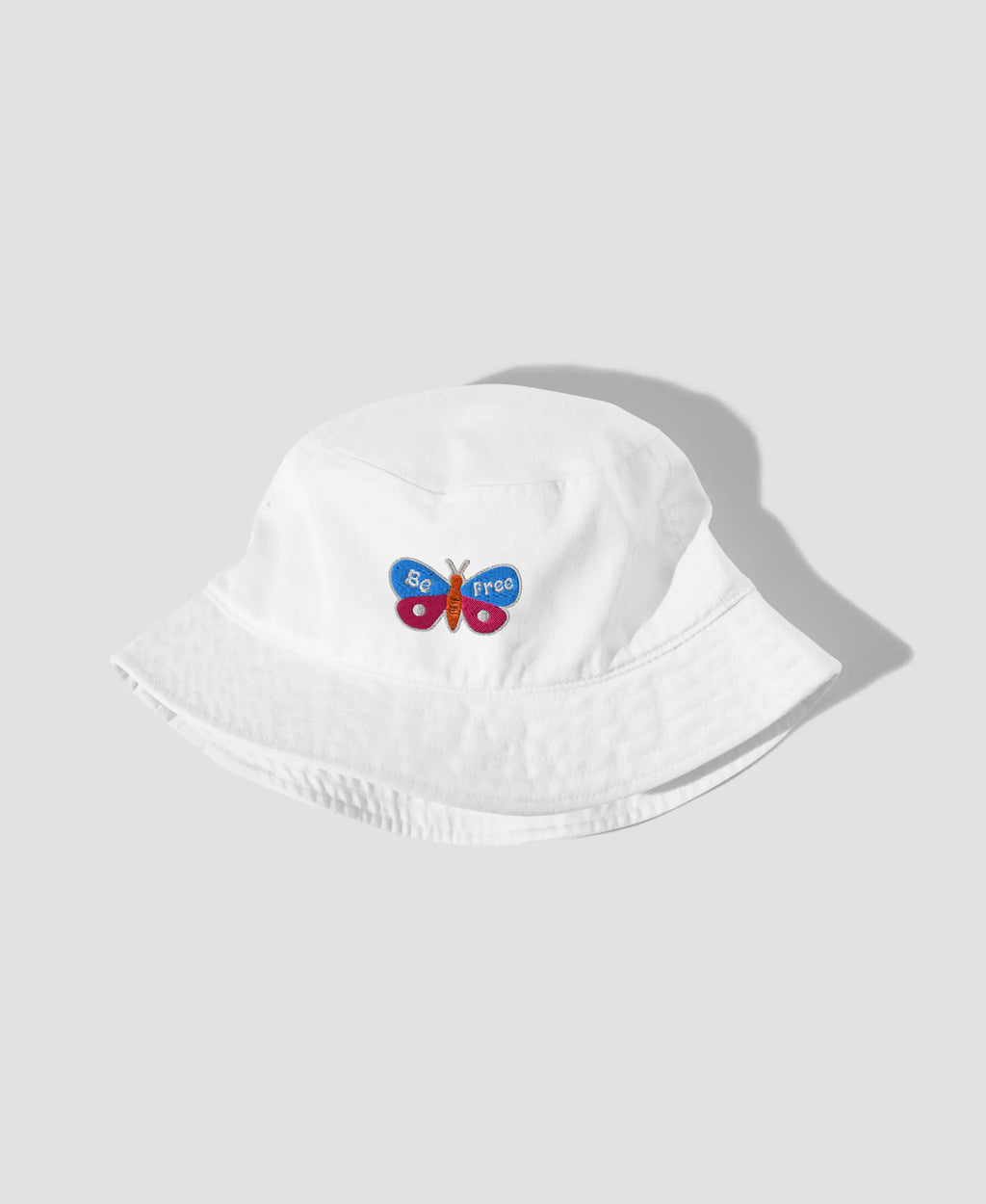 Be Free Vintage Butterfly Embroidered Organic Bucket Hat  | Retro Brim