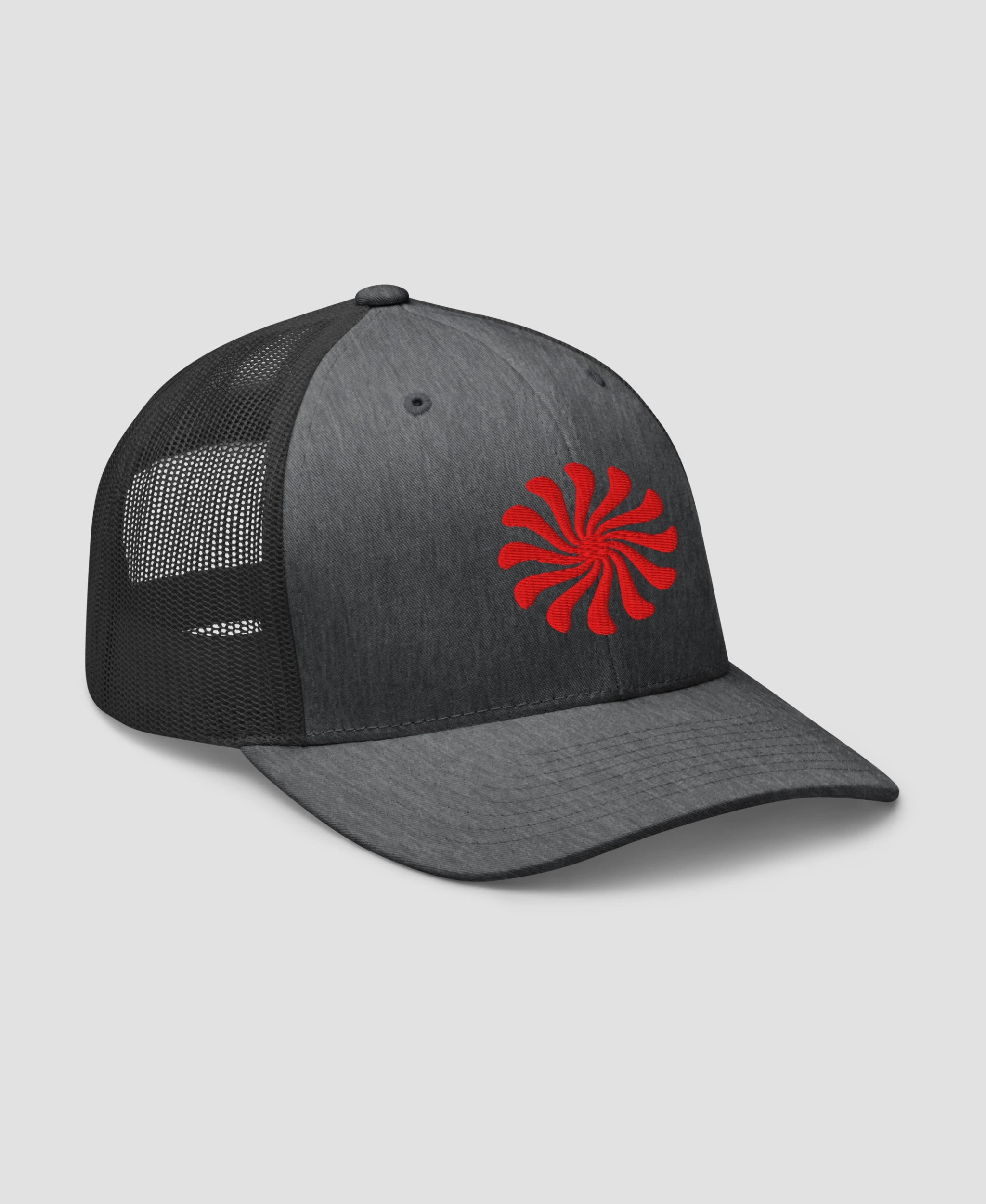 Groovy Psychedelic Orange Swirl Embroidered Retro Trucker Hat