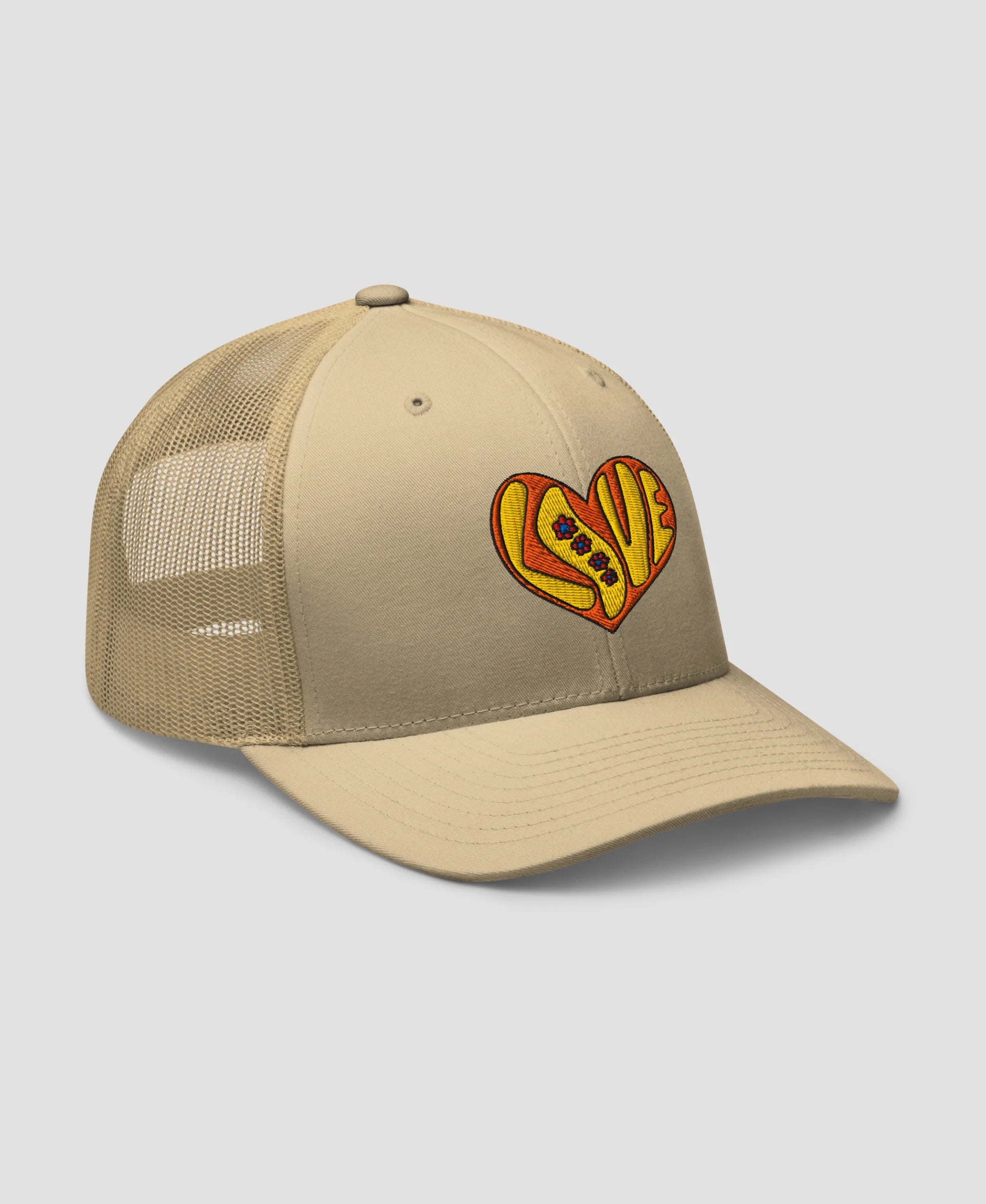 Retro 70s Groovy Flower Power Love Heart Retro Trucker Hat