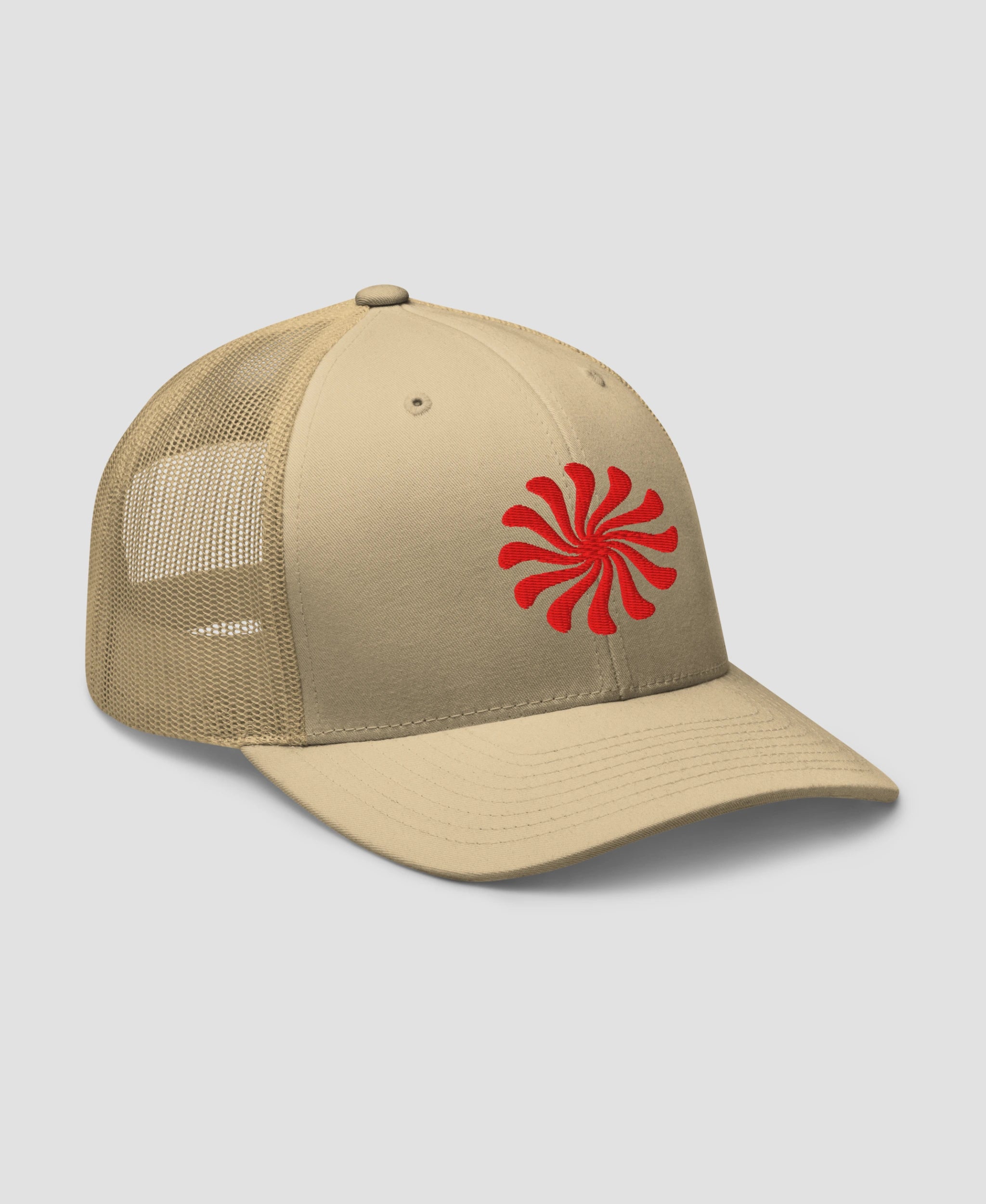 Groovy Psychedelic Orange Swirl Embroidered Retro Trucker Hat