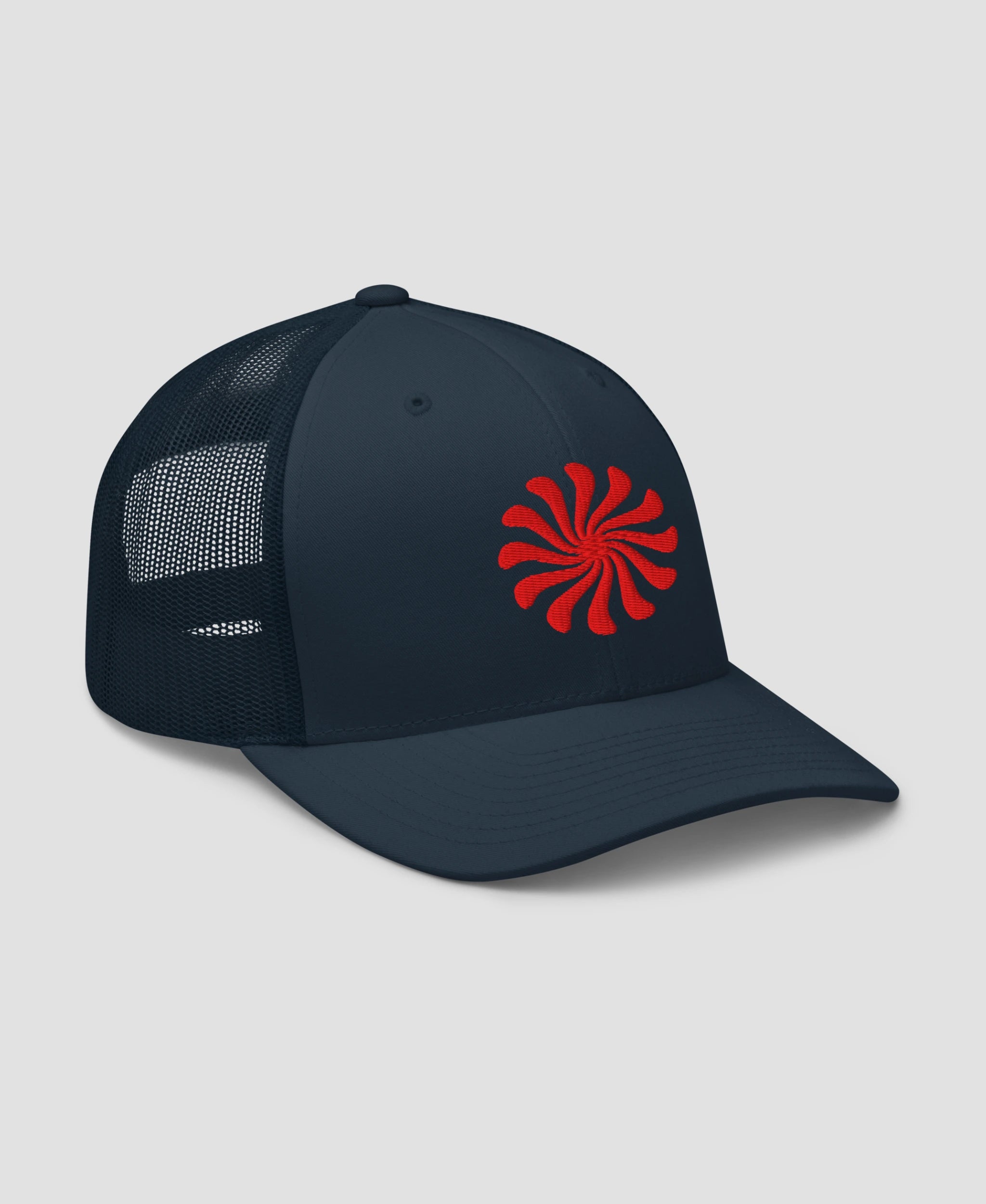 Groovy Psychedelic Orange Swirl Embroidered Retro Trucker Hat