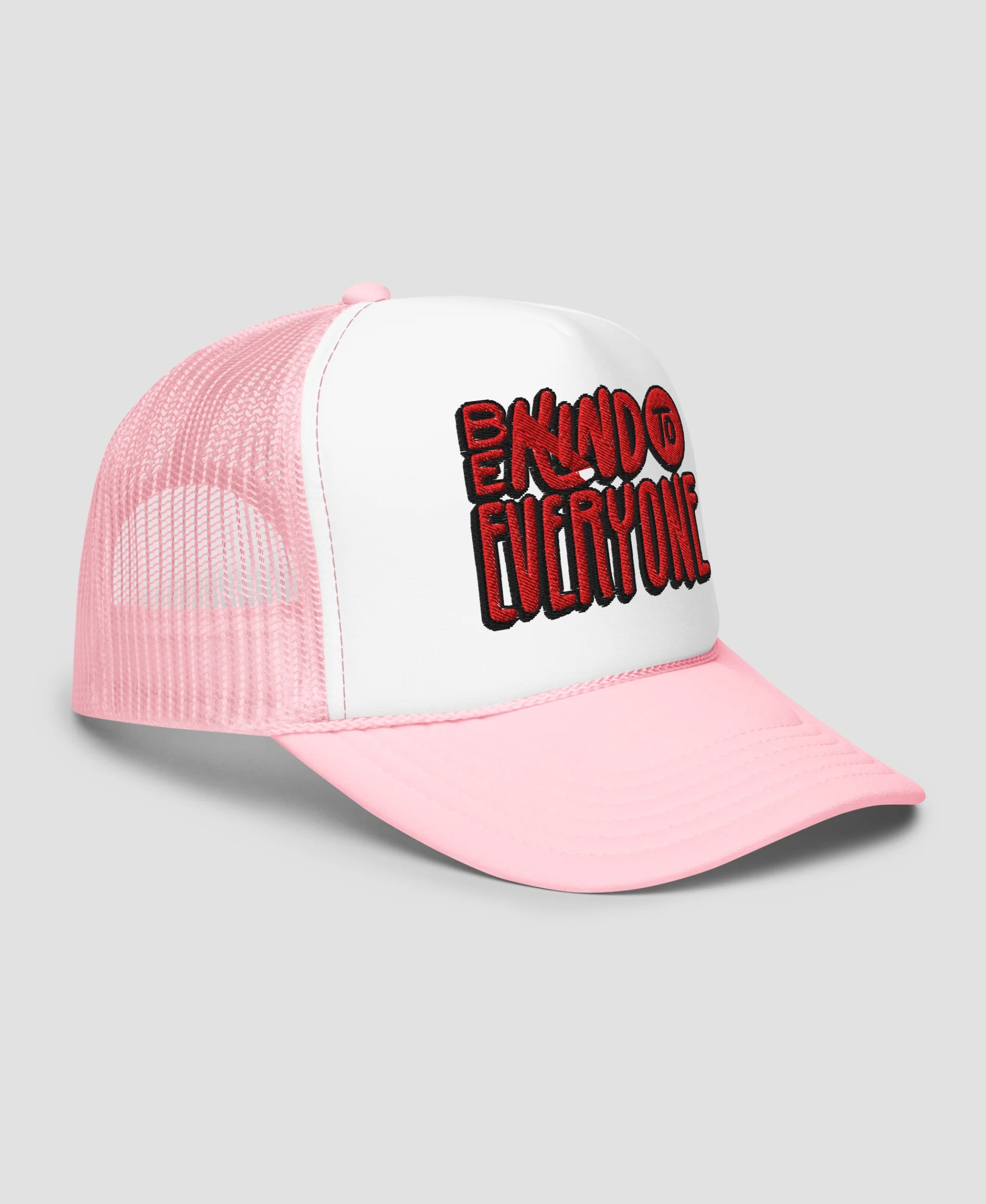Be Kind To Everyone Retro Typography Embroidered Foam Trucker Hat | Retro Brim