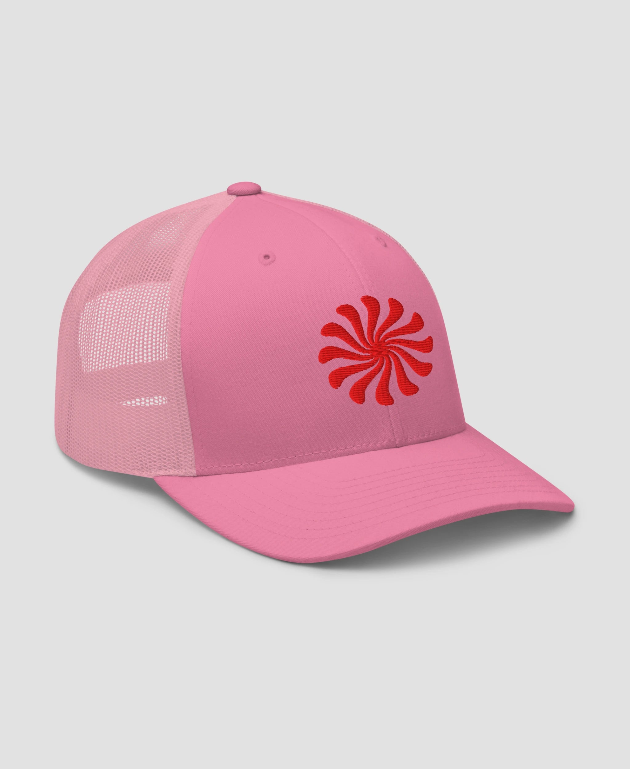Groovy Psychedelic Orange Swirl Embroidered Retro Trucker Hat
