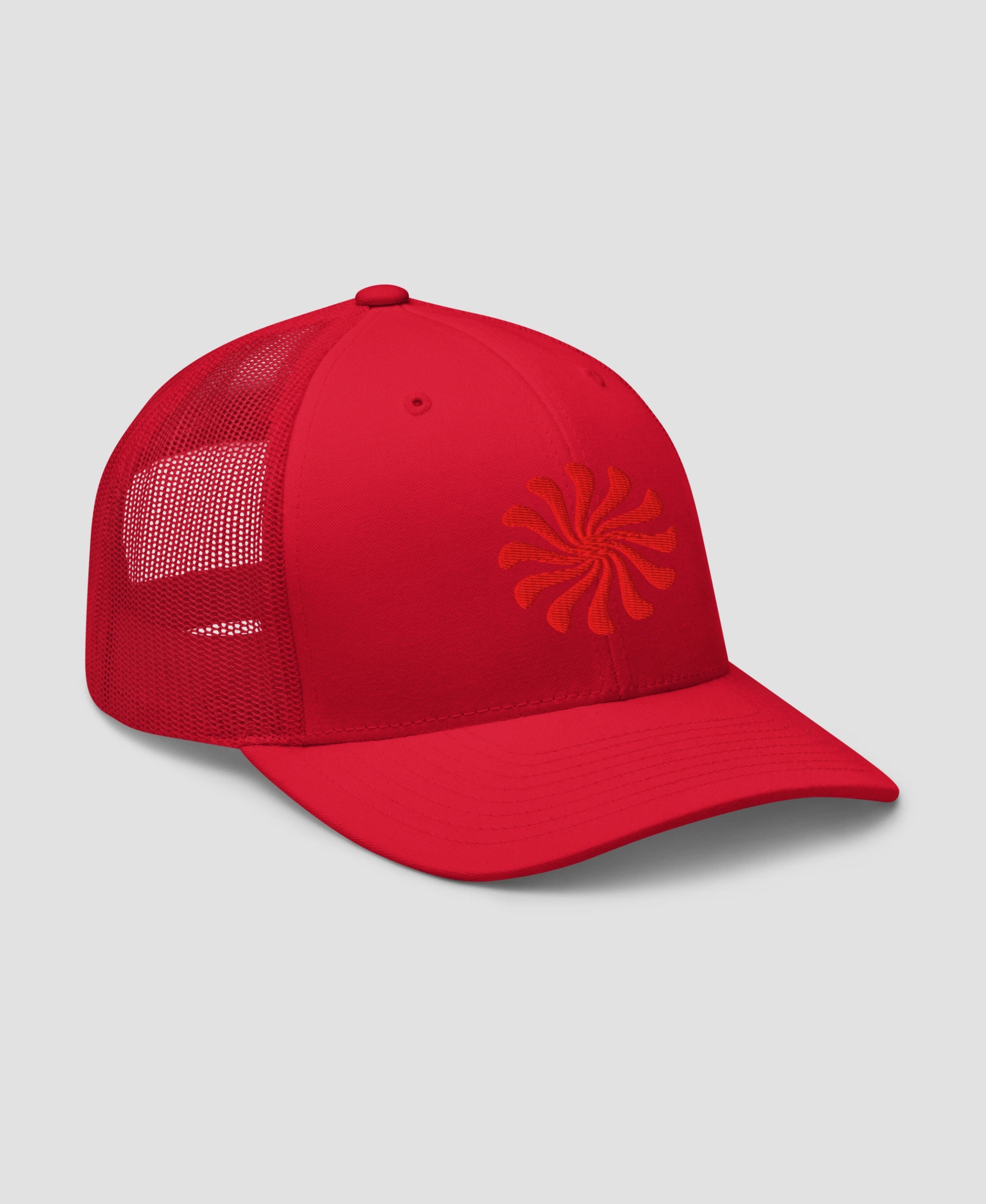 Groovy Psychedelic Orange Swirl Embroidered Retro Trucker Hat