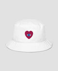 Retro Aesthetic Eye Heart Embroidered Organic Bucket Hat | Retro Brim