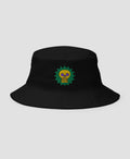 Neon Skull Graphic Embroidered Cotton Bucket Hat | Retro Brim