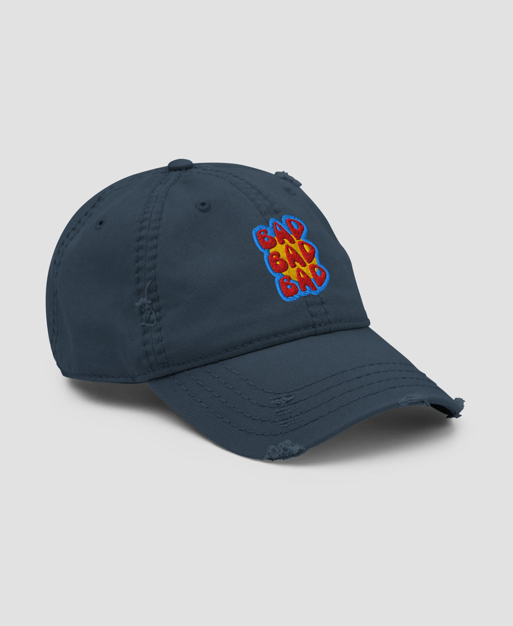 90s Retro Bad Bad Bad Graphic Embroidered Distressed Dad Hat