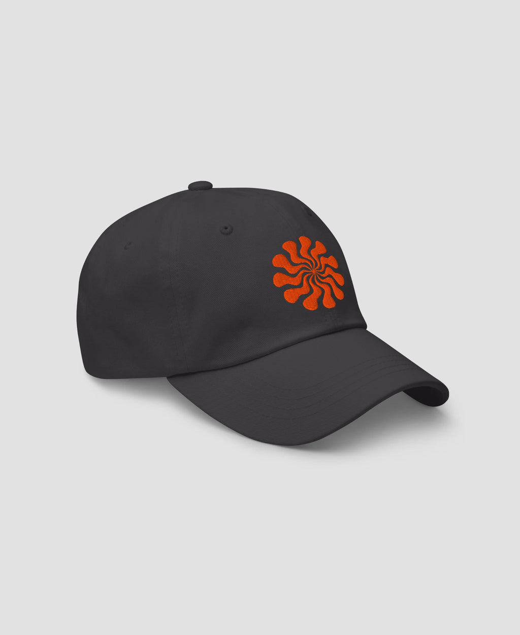 Groovy Psychedelic Orange Swirl Embroidered Dad Hat | Retro Brim
