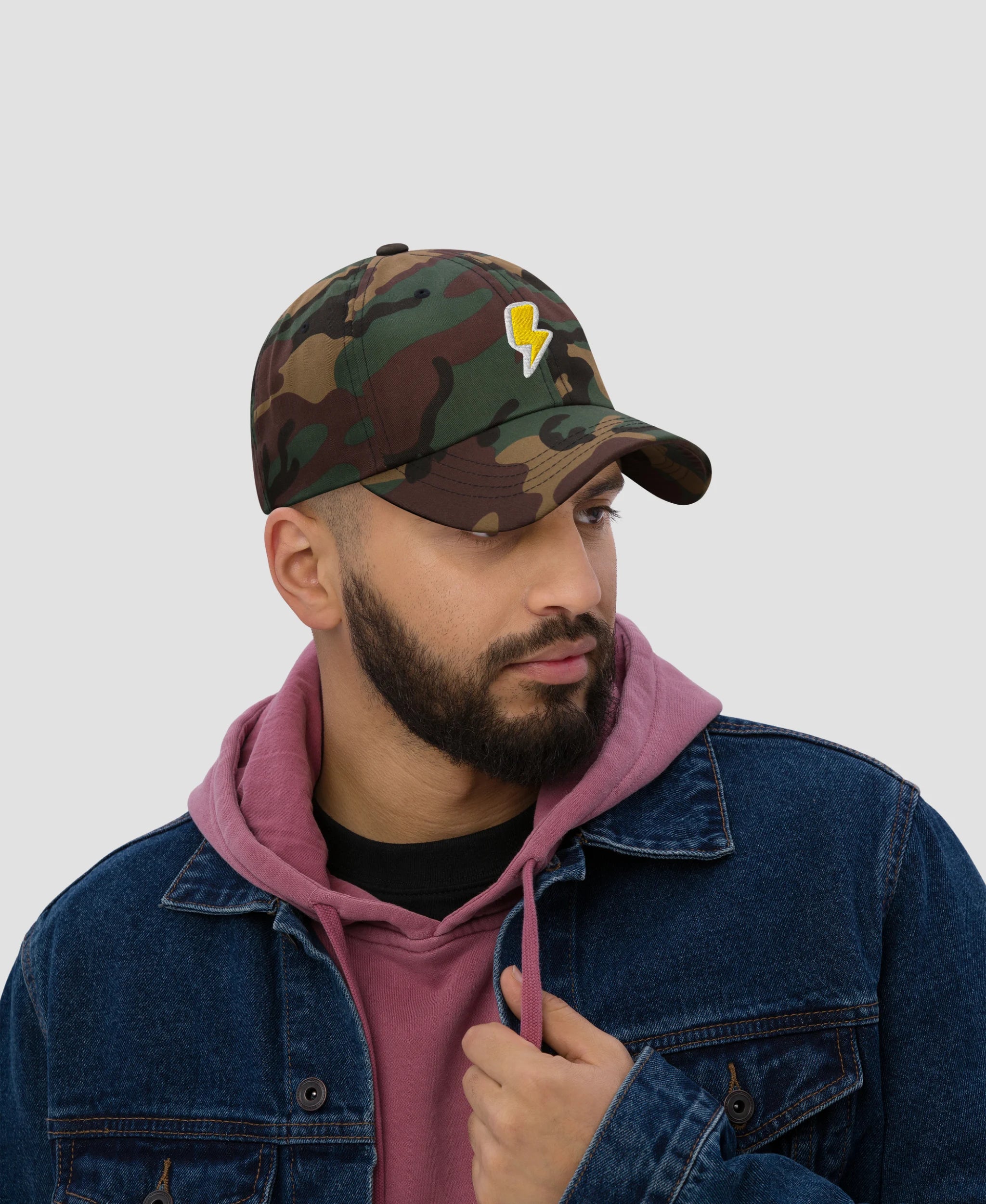 Retro Minimalist Lightning Bolt Embroidered Dad Hat | Retro Brim