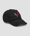Alt Indie Checkerboard Broken Heart Embroidered Distressed Dad Hat