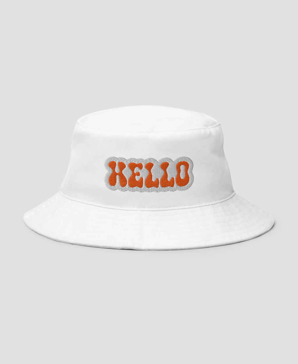 Groovy Hello Retro Font Embroidered Bucket Hat | Retro Brim