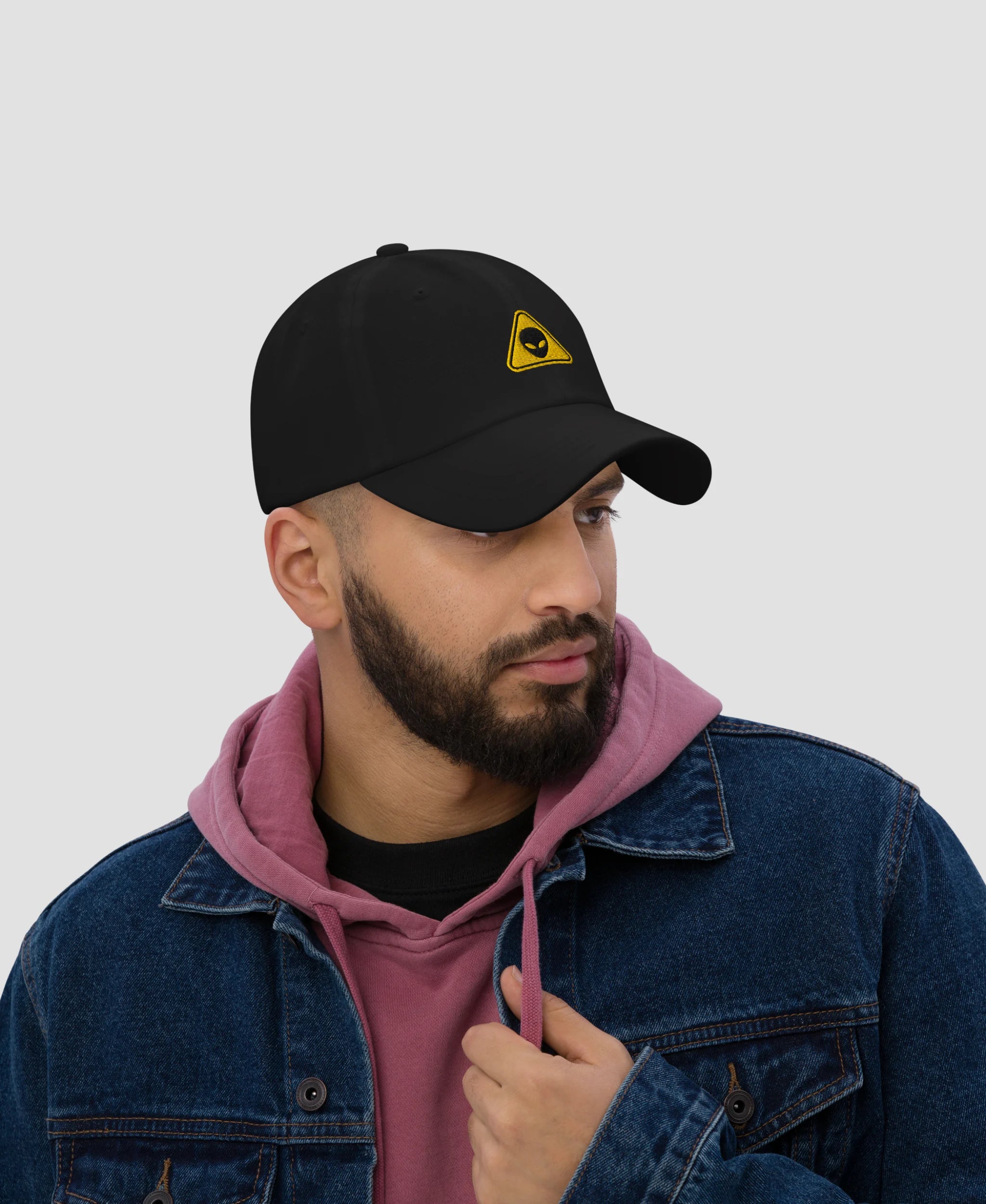 Y2K Alien Warning Sign Graphic Embroidered Dad Hat