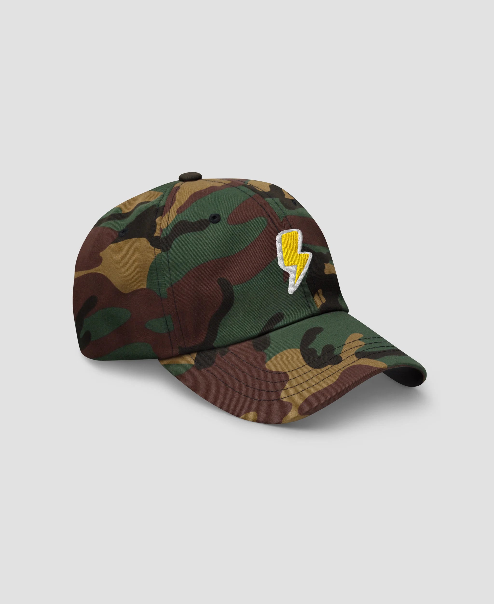 Retro Minimalist Lightning Bolt Embroidered Dad Hat | Retro Brim