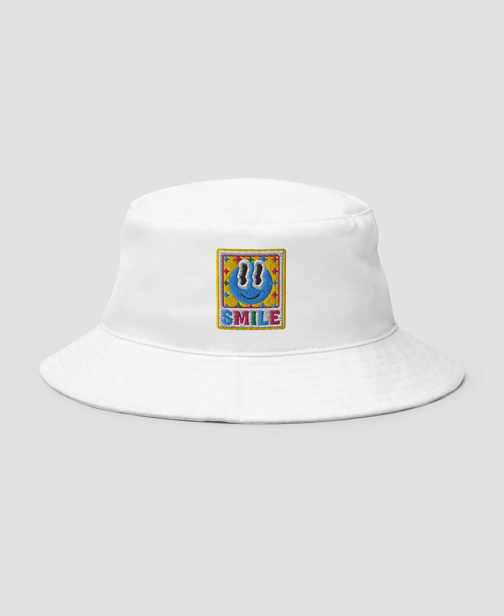 Retro Smile Graphic Embroidered Bucket Hat | Retro Brim