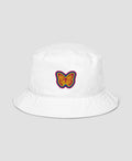 Vintage Retro Butterfly Embroidered Organic Cotton Bucket Hat | Retro Brim