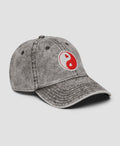 Pink Pastel Heart Yin Yang Embroidered Vintage Cap