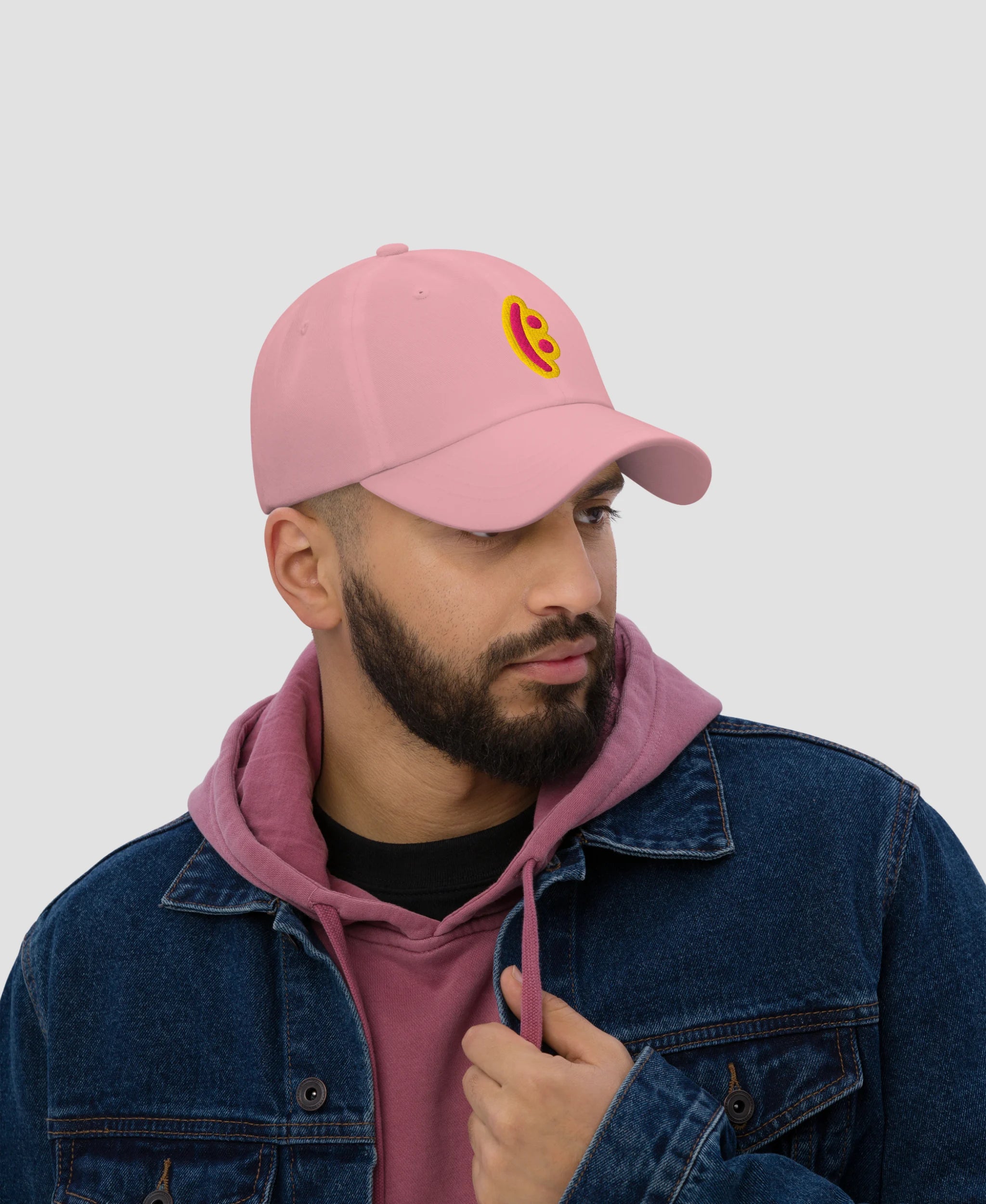Minimalist Abstract Sideways Smiley Embroidered Dad Hat | Retro Brim