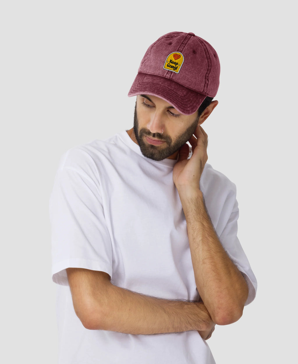 Keep Going Heart Smiley Embroidered Vintage Cap