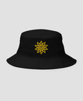 Electric Sun Smiley Face Embroidered Bucket Hat | Retro Brim