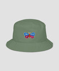 Be Free Vintage Butterfly Embroidered Organic Bucket Hat  | Retro Brim